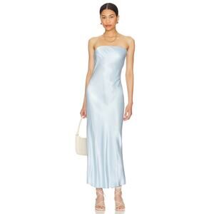 SNDYS X Revolve Angel Strapless Midi Dress Icy Blue Minimalist Elegant NWT S